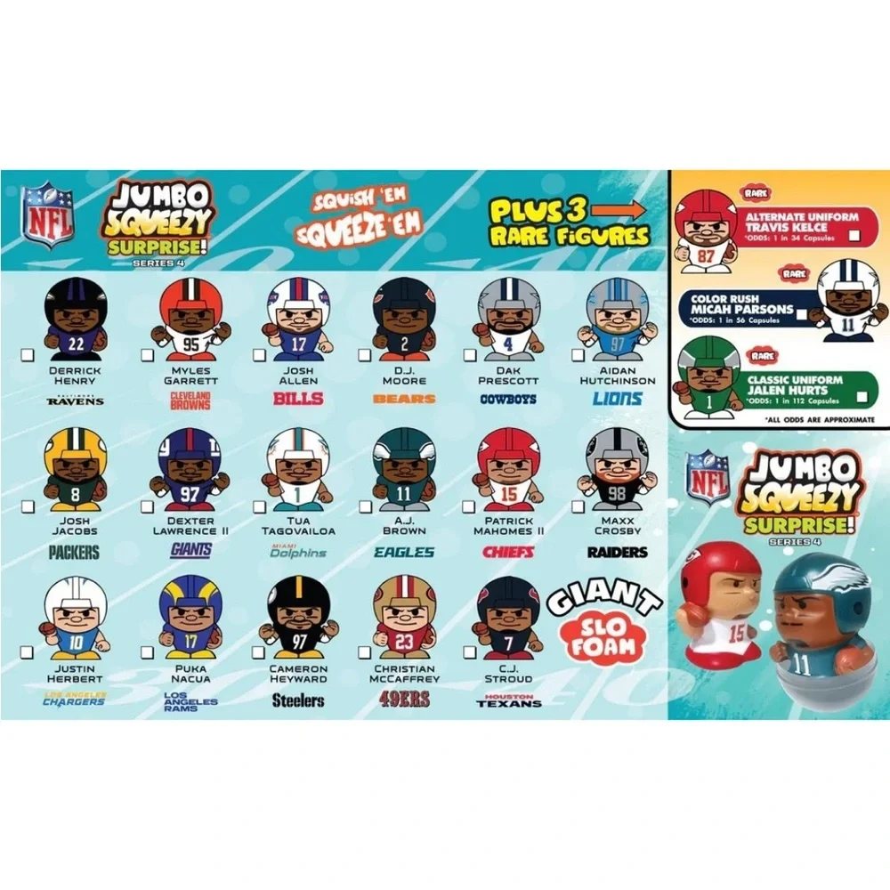 3 Pack - NFL Football Jumbo SqueezyMates Capsules - Series 4 Football surprise